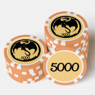 Jetons De Poker Black Dragon or orange 5000 puce de poker rayé