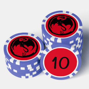 Jetons De Poker Black Dragon rouge bleu 10 puce de poker rayé