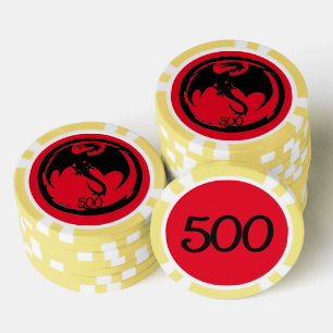 Jetons De Poker Black Dragon rouge jaune 500 puce de poker rayé