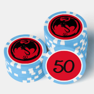 Jetons De Poker Black Dragon rouge lt bleu 50 puce de poker rayé