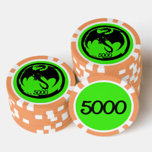 Jetons De Poker Black Dragon vert orange 5000 puce de poker rayé