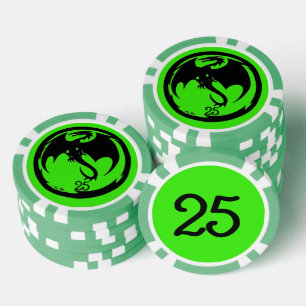 Jetons De Poker Black Dragon vert vert 25 puce de poker rayé