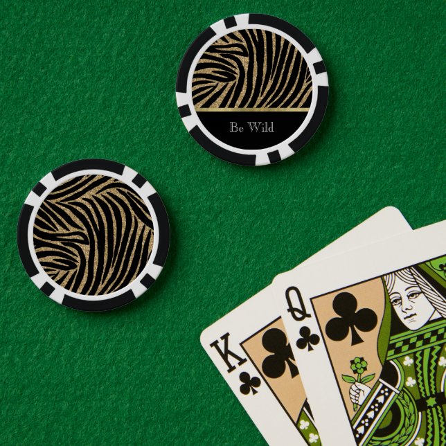 Jetons De Poker Black Gold Glitter Zèbre   (Table de poker (double))