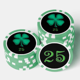 Jetons De Poker Black Irish green 25 striped poker chip