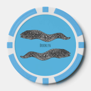 Jetons De Poker Black spotted moray eel cartoon