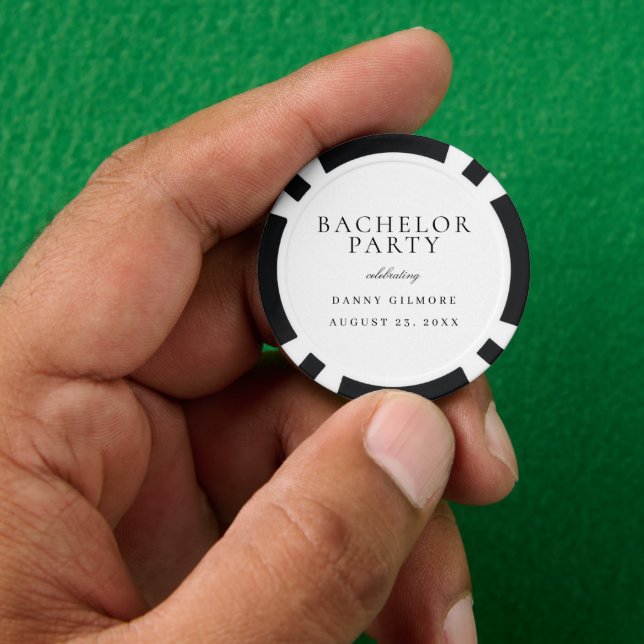 Jetons De Poker Blanc Avec Noir Classique Hommes Bachelor Party (main)