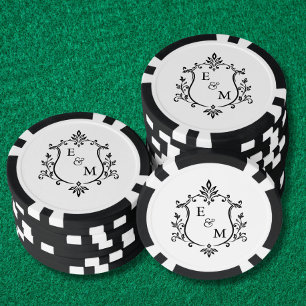 Jetons De Poker Blason de mariage élégant monogramme