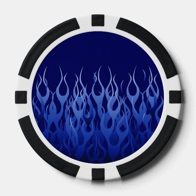 Jetons De Poker Bleu cool sur Blue Racing Flames (Recto)