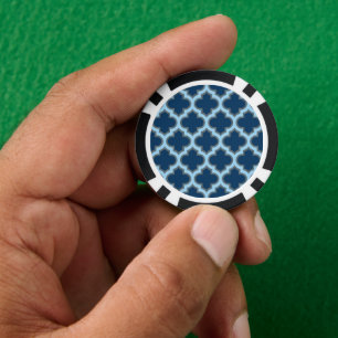 Jetons De Poker Bleu et Bébé Bleu Trellis, treillis, Quatrefoil
