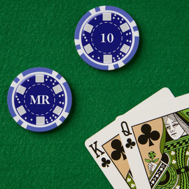 Jetons De Poker Bleu monogramme 10 (Table de poker (double))