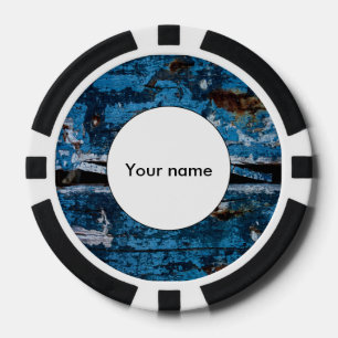 Jetons De Poker Bleu peint en bois