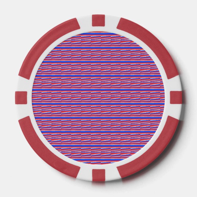Jetons De Poker Bleu Rouge Cercles Festif Stripes (Recto)