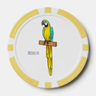 Jetons De Poker Blue-and-yellow macaw bird cartoon illustration