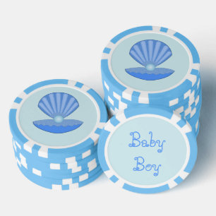 Jetons De Poker Blue Baby Boy Coquille d'huîtres et Pearl Custom