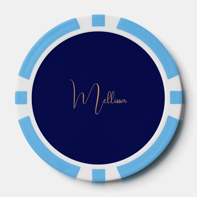 Jetons De Poker Blue minimalist custom name  (Recto)