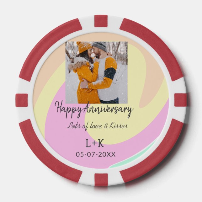 Jetons De Poker Boho moderne heureux anniversaire ajouter nom date (Recto)