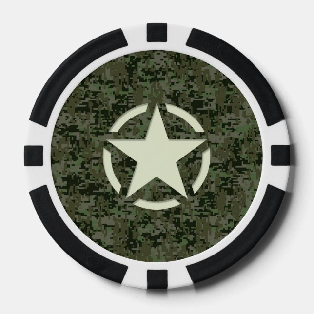 Jetons De Poker Bois numérique Star Stencil (Recto)