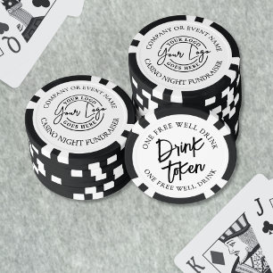Jetons De Poker Boisson de mariage moderne noir blanc