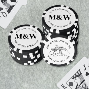 Jetons De Poker Boisson de mariage noir blanc