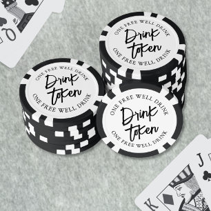 Jetons De Poker Boisson de mariage noir blanc Cocktail