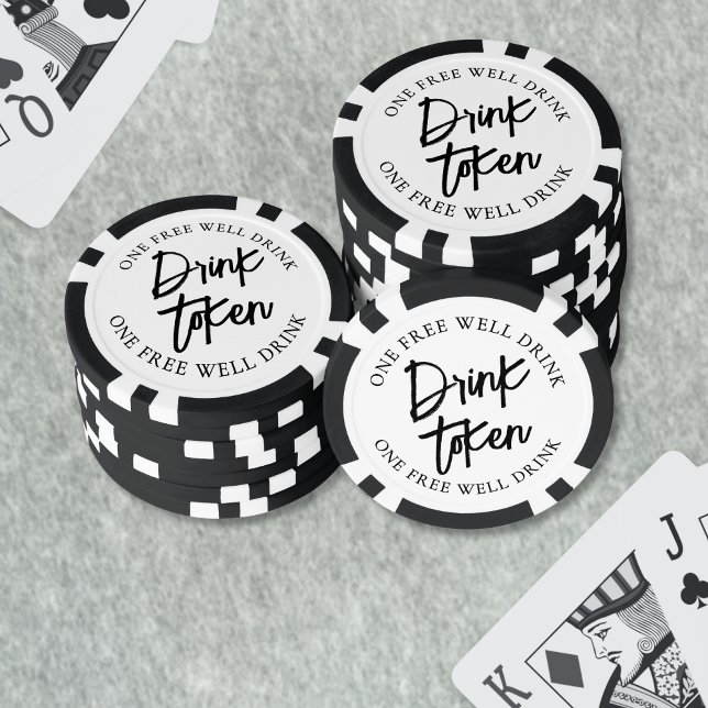 Jetons De Poker Boisson de mariage noir blanc Cocktail (Cocktail Black White Wedding Drink Poker Chips)