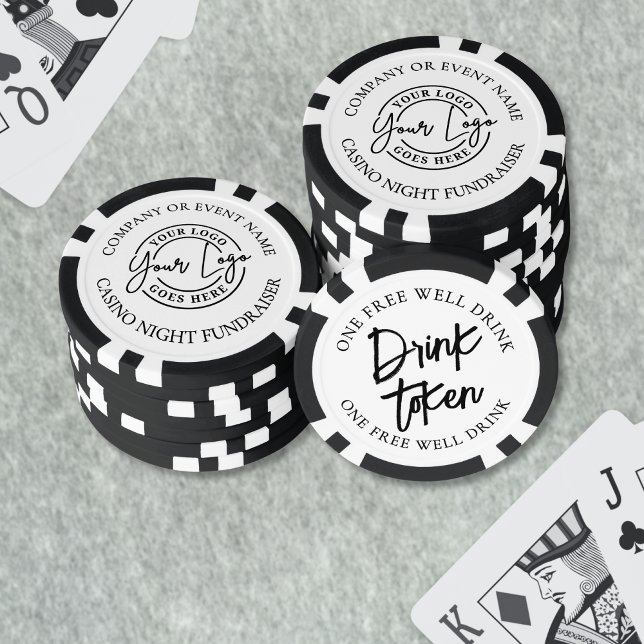 Jetons De Poker Boisson Mariage noir moderne (Modern Black White Wedding Drink Poker Chips)