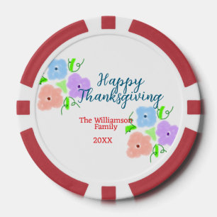 Jetons De Poker Bon thanksgiving bleu violet rose ajouter famille
