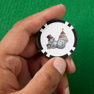 Jetons De Poker Bonhomme de neige ivre avec une bouteille de whisk