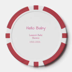 Jetons De Poker bonjour bébé rose pastel tendance nom date baby sh