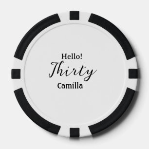 Jetons De Poker Bonjour trente anniversaire nom simple minimal élé