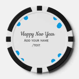 Jetons De Poker Bonne année avec des pois bleus ajoutez votre nom