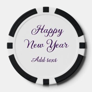 Jetons De Poker Bonne année calligraphie violette simple minimalis