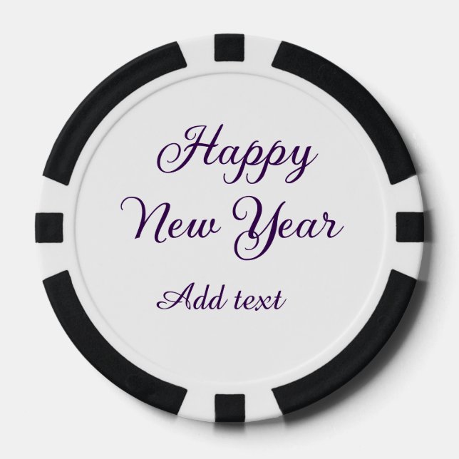 Jetons De Poker Bonne année calligraphie violette simple minimalis (Recto)