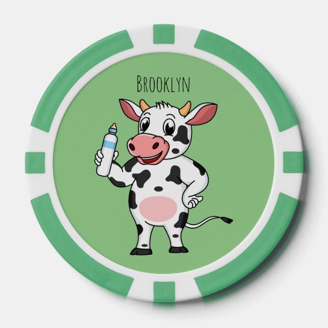 Jetons De Poker Bonne vache avec dessin animé de biberon (Recto)