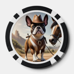 Jetons De Poker Bouledogue français chapeau de cowboy Bouledogue f