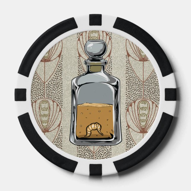 Jetons De Poker Bouteille Tequila avec ver (Recto)