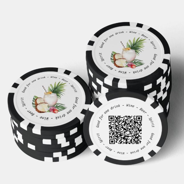 Jetons De Poker Bouton de boisson tropicale Code QR de l'événement (Empiler)