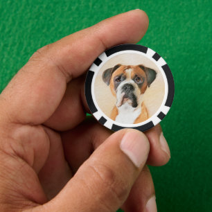 Jetons De Poker Boxer Dog Peinture Non Décroché Art animal origina