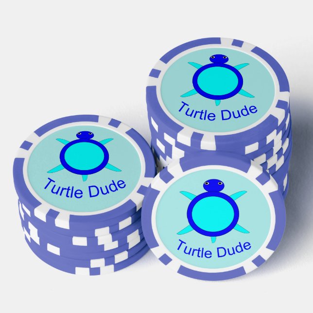 Jetons De Poker Bright Blue Turtle Dude (Empiler)