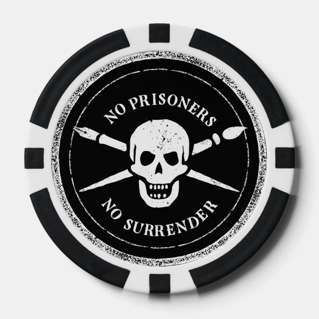 Jetons De Poker Brosse et puces de crâne et d'os (Recto)