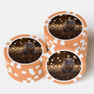 Jetons De Poker Brown Baby Wombat Sur Brown Bokeh Bliss,
