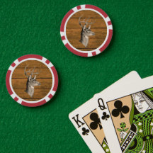 Buck Head On Wood Poker Chip