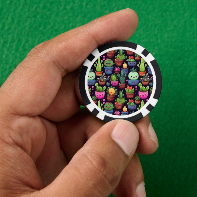 Jetons de poker Cactus Kawaii (main)