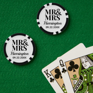 Jetons De Poker Cadeau de Mariage Original M & Mme Nom Élégant et
