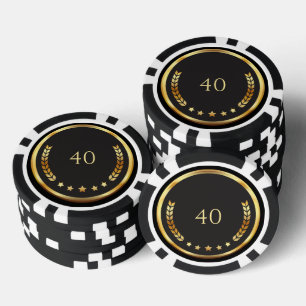 Jetons De Poker Cadeaux de fête de casino noir et or pour 40e anni