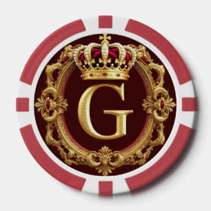Jetons De Poker Cadre doré luxueux avec monogramme couronné