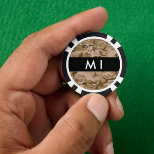 Jetons De Poker Cailloux de camouflage du désert, Votre nom, Perso