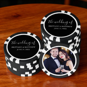 Jetons De Poker Calligraphie minimaliste moderne Couple Mariage ph