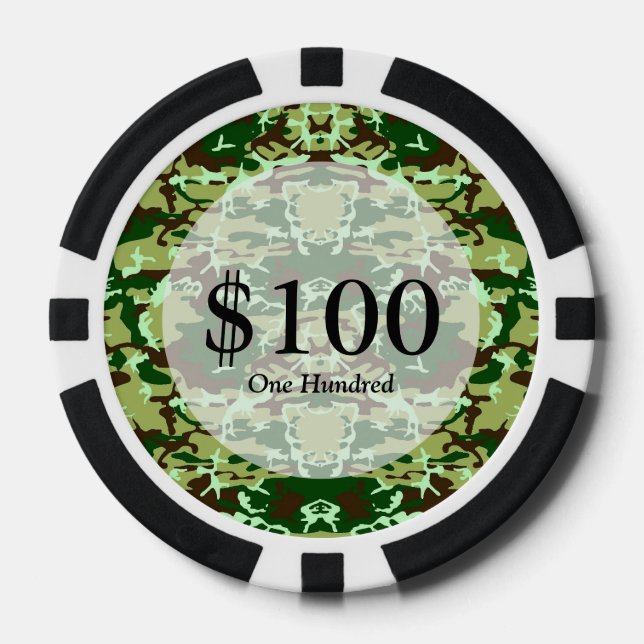 Jetons De Poker Camo vert (Recto)