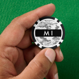 Jetons De Poker Camouflage gris neige d'hiver Votre nom Personnali